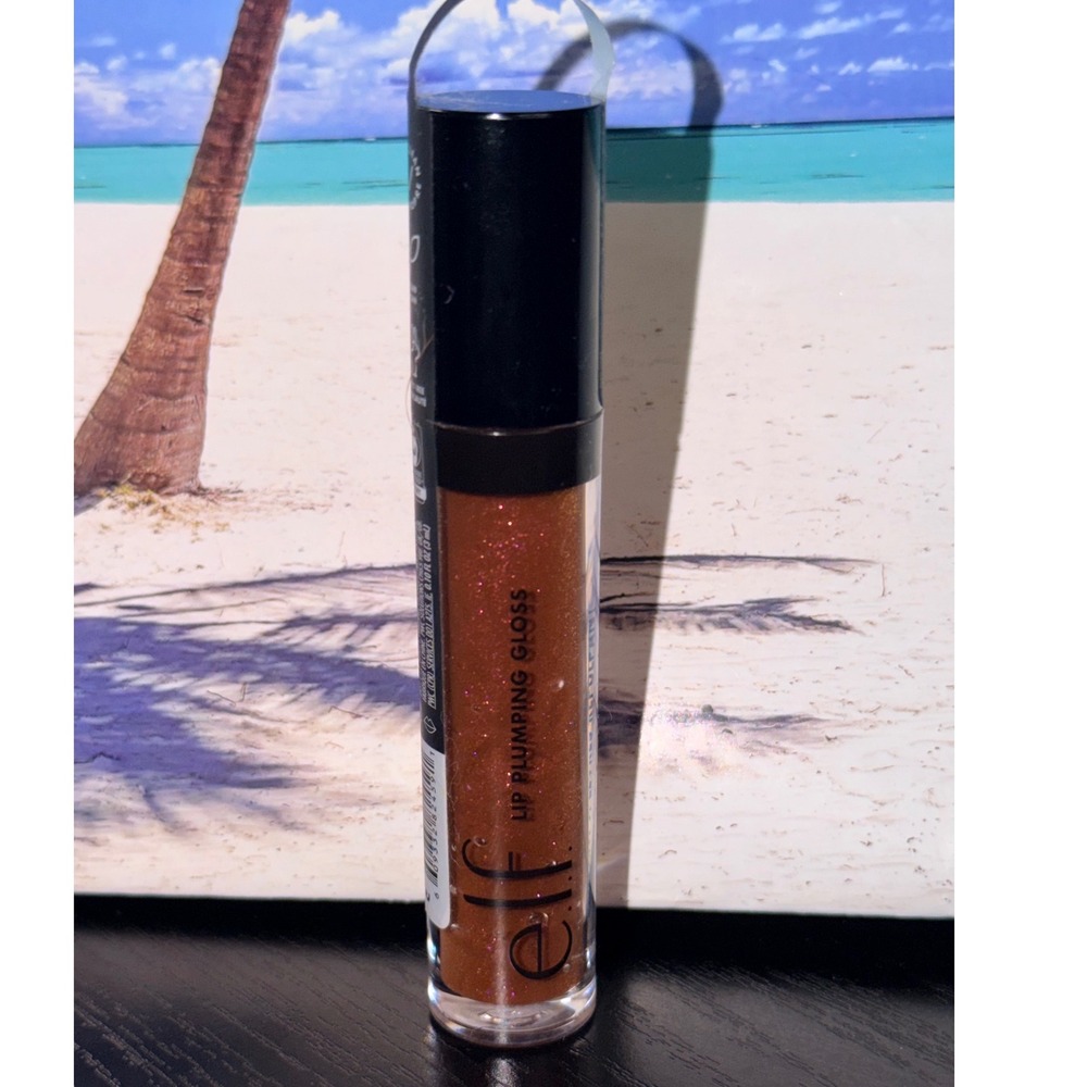 ELF Lip Plumping Gloss Chocolate Glaze 82459 Shimmer Brown Vegan Makeup NEW